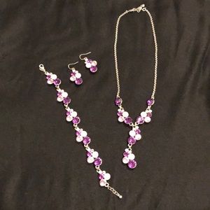 Beautiful purple and pink rhinestone Jewelry set